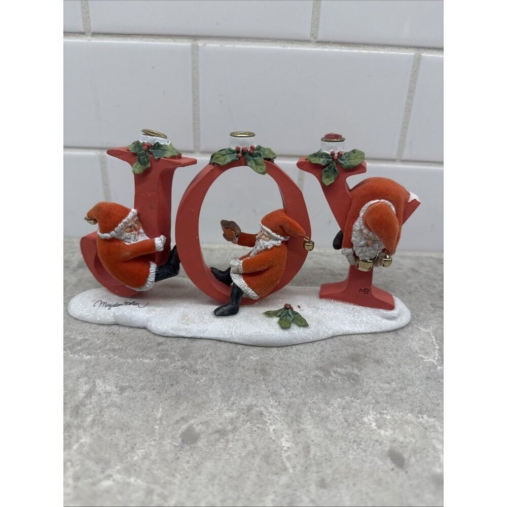 Hallmark Natures Sketchbook Marjolein Bastin Christmas JOY Santa Candle Holder